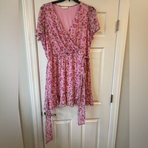 LC Lauren Conrad Pink Floral Blouse